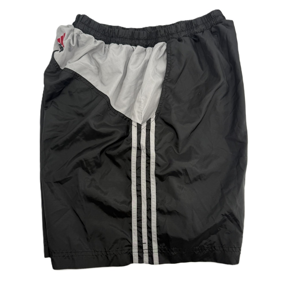 Adidas‎ Swim Short Trunks Mens XL Black Gray Vintage 3-Stripe Mesh Lined